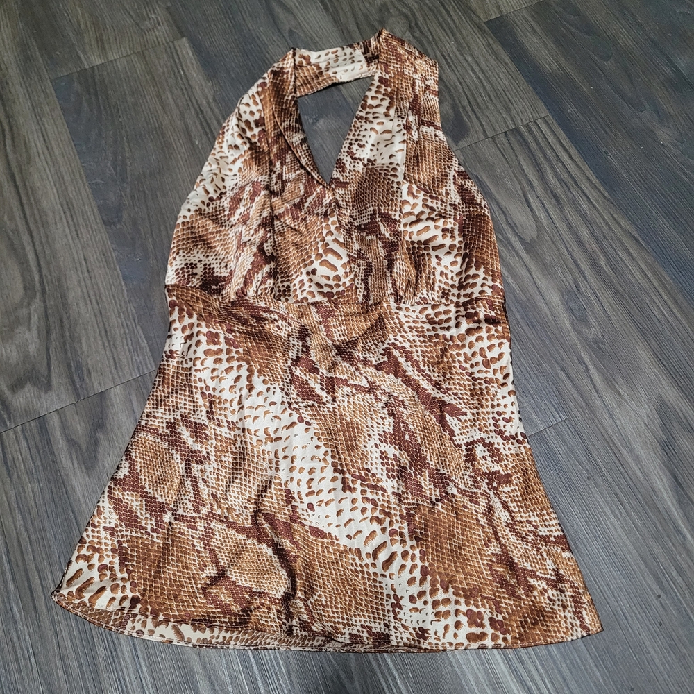 Express Brown Halter Babydoll Top Size XS Y2K Bella Swan Twilight